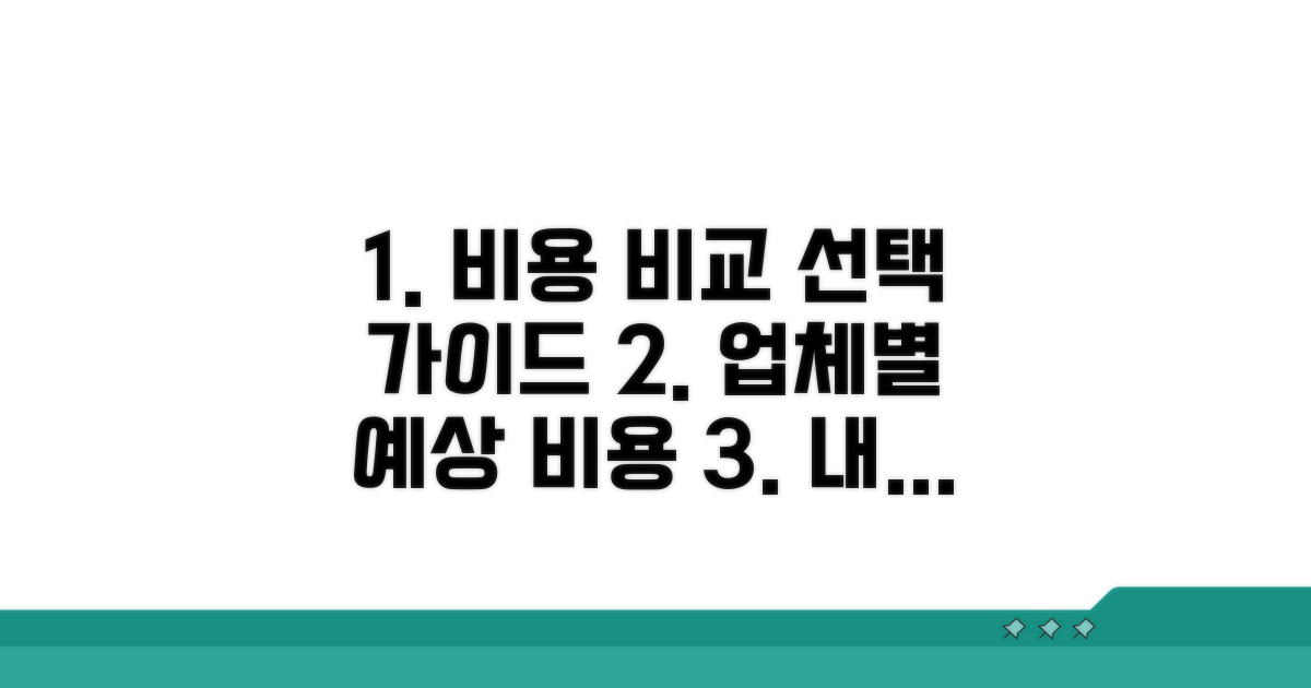 업체별 예상 비용과 선택 가이드