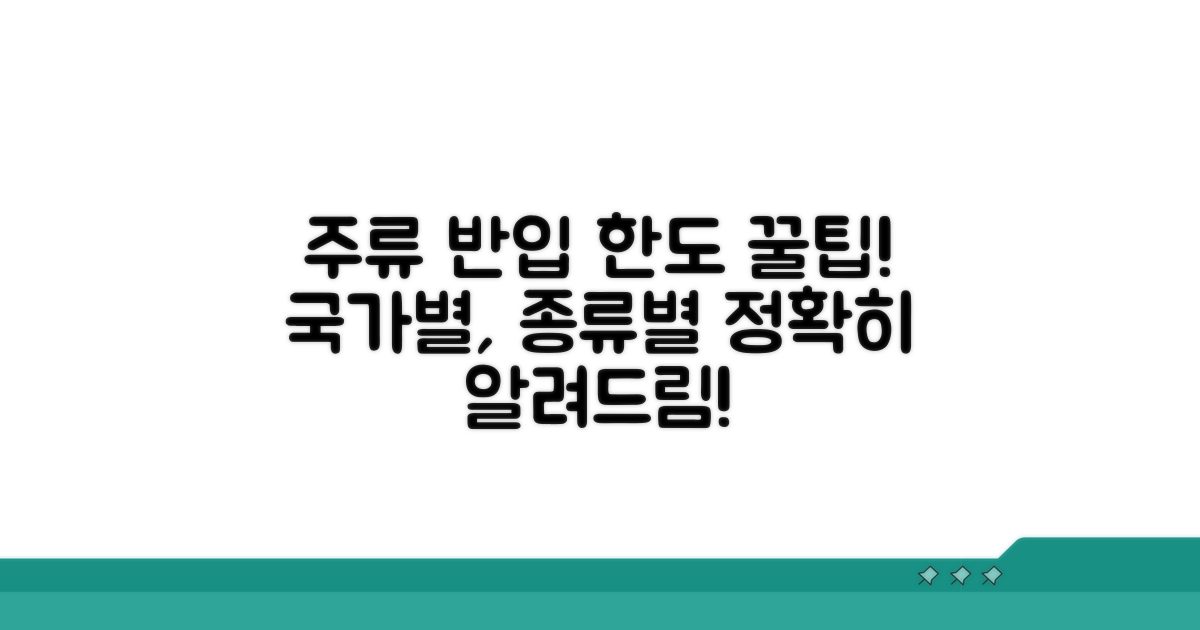 주류 종류별 반입 한도 확인