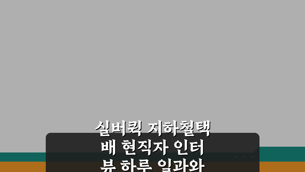 실버퀵 지하철택배 현직자 인터뷰 하루 일과와 수입 공개 분석